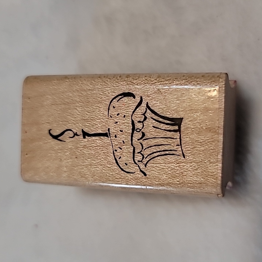 Single Cupcake with Candle Wooden Rubber Stamp